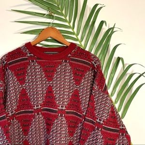 Vintage Red Patterned Sweater
